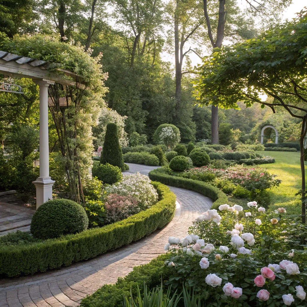 Elegant garden design featuring lush greenery