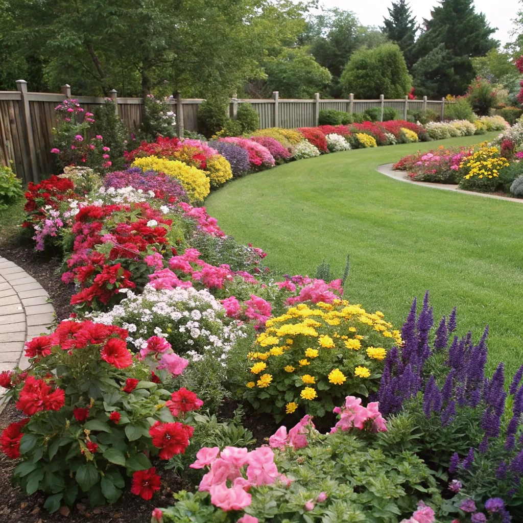 Beautifully designed garden with colorful flowers